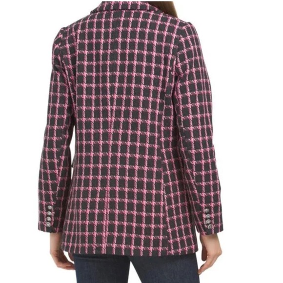 RACHEL ZOE | NWT Double Breasted Tweed Blazer Jacket in Black & Pink, Size XS - Picture 2 of 11